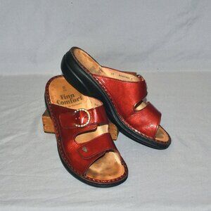 Finn Comfort Sandals Size 38 D Red Leather Double Strap Sandals